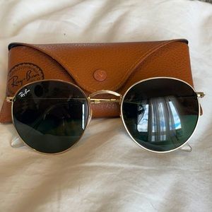 Ray-Ban Gold Round Sunglasses (Oversized)